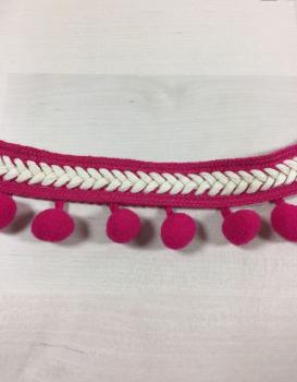 Pompon Borte - Fischgrät - pink/natur